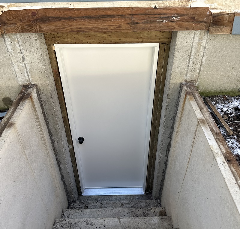 Therma Tru fiberglass door installed in a basement in Ridgefield,CT